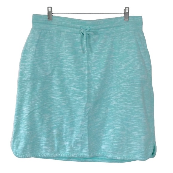 Talbots French Terry Skirt Heathered Aqua Size Large Pull On Drawstring Skirt - Picture 10 of 10